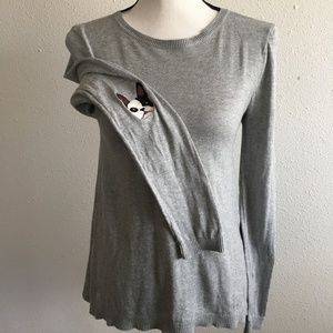 2 for $11 ASOS French bulldog long sleeve gray sweater size 4